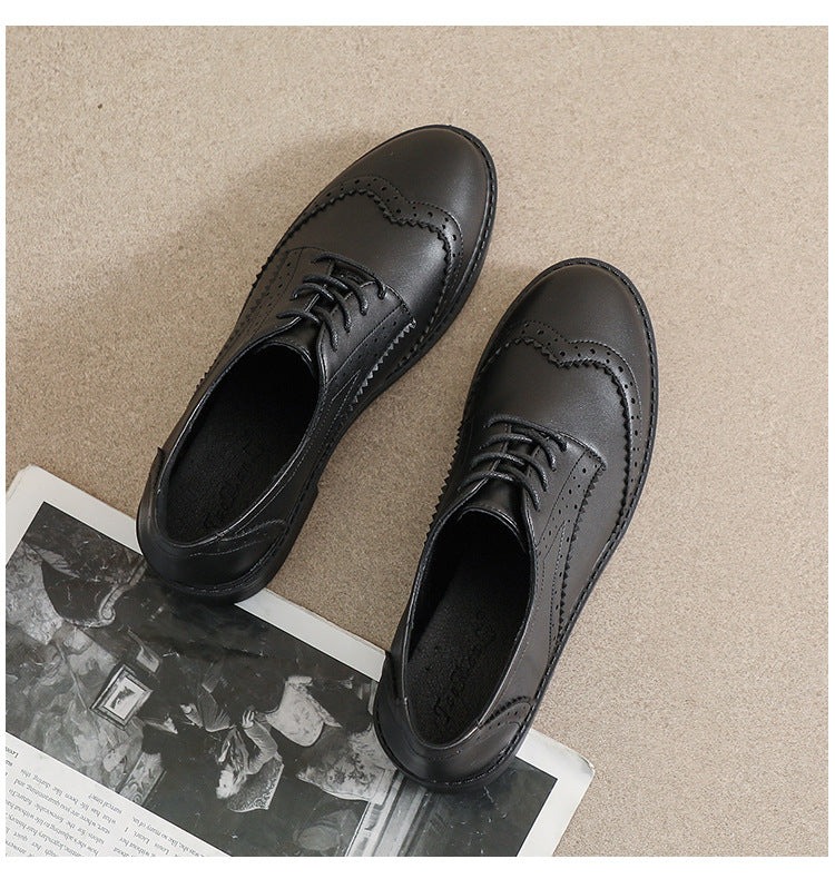 Chaussures Féminines en Cuir avec Lacets, Style Britannique