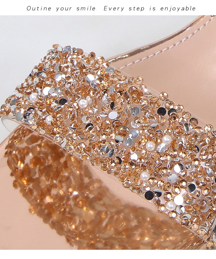 Chaussures élégantes à talons hauts et plateforme en strass