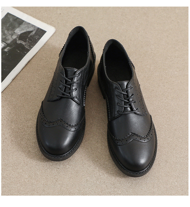 Chaussures Féminines en Cuir avec Lacets, Style Britannique