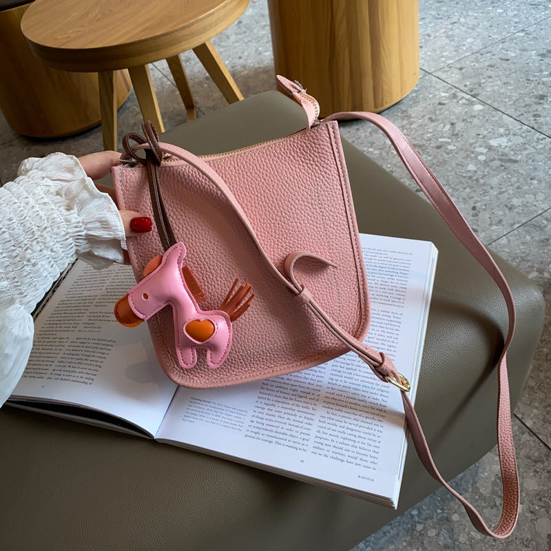 Sac en Cuir Véritable à Motif Litchi, Grande Capacité