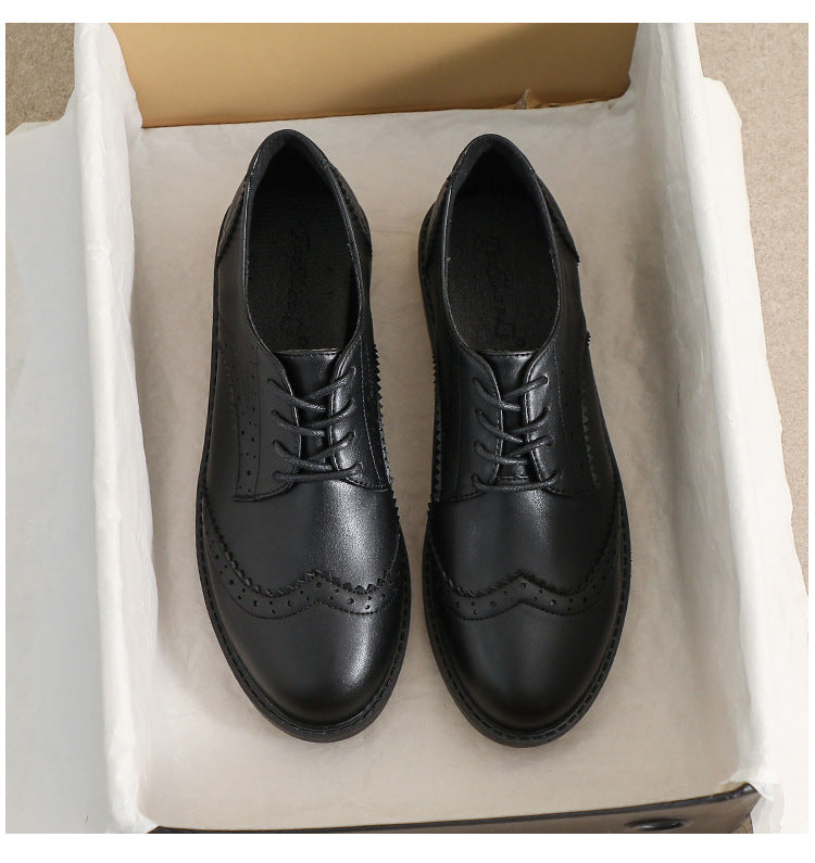 Chaussures Féminines en Cuir avec Lacets, Style Britannique