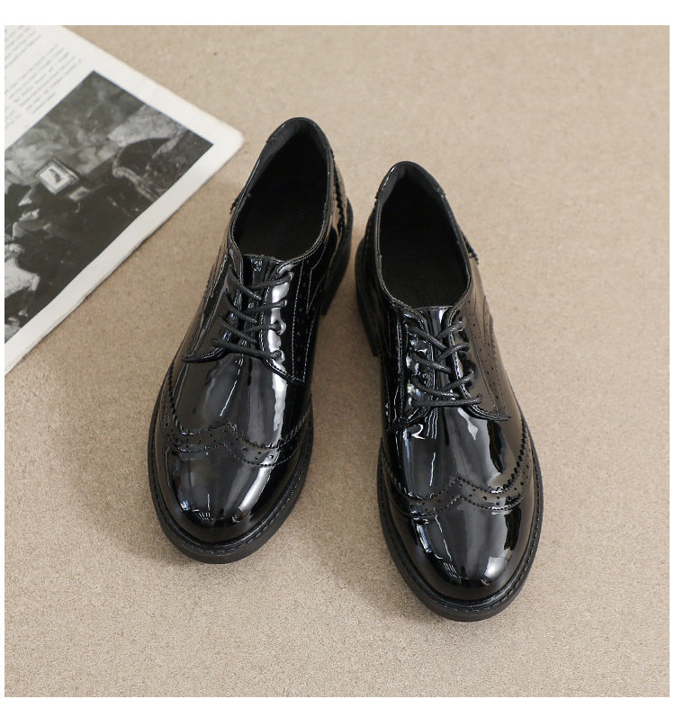 Chaussures Féminines en Cuir avec Lacets, Style Britannique