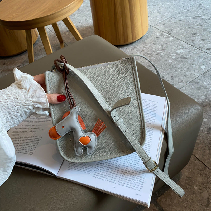 Sac en Cuir Véritable à Motif Litchi, Grande Capacité