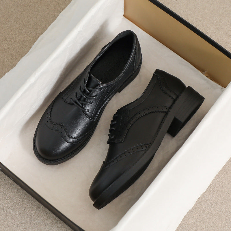 Chaussures Féminines en Cuir avec Lacets, Style Britannique