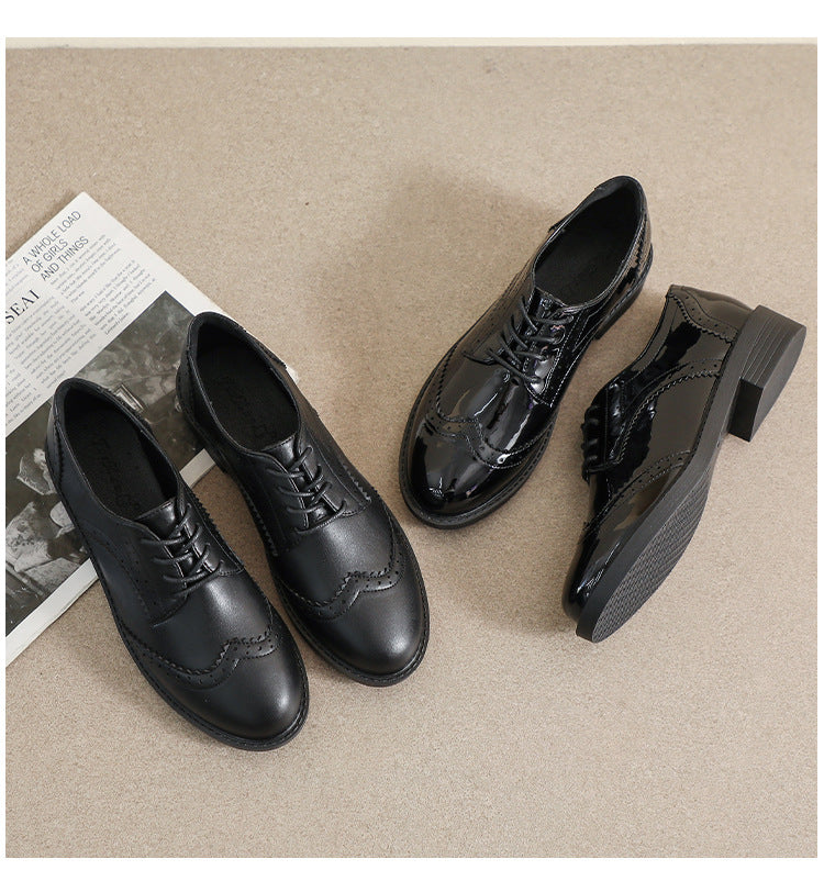 Chaussures Féminines en Cuir avec Lacets, Style Britannique