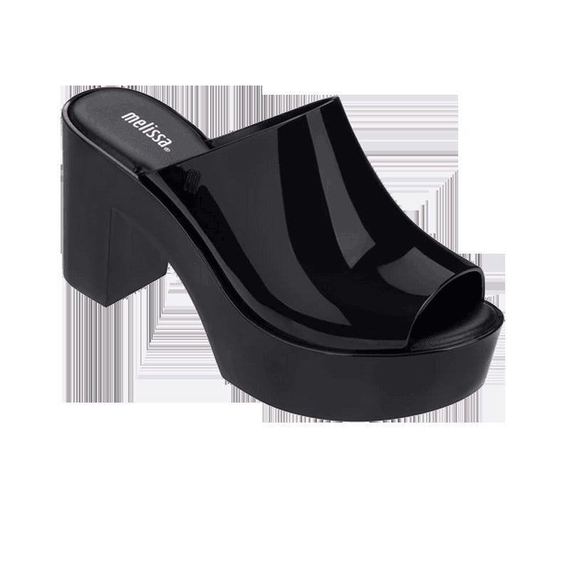 Mules à talons hauts en jelly doux