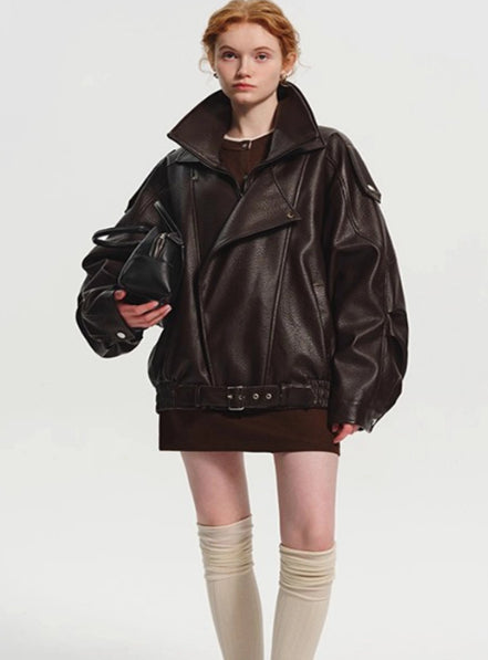 Veste en cuir doublée en polaire