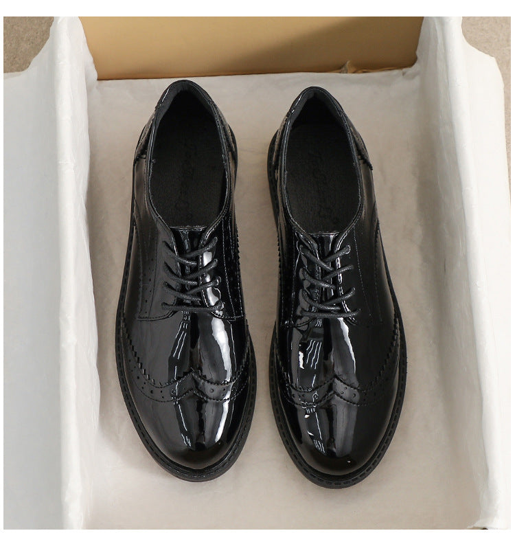 Chaussures Féminines en Cuir avec Lacets, Style Britannique