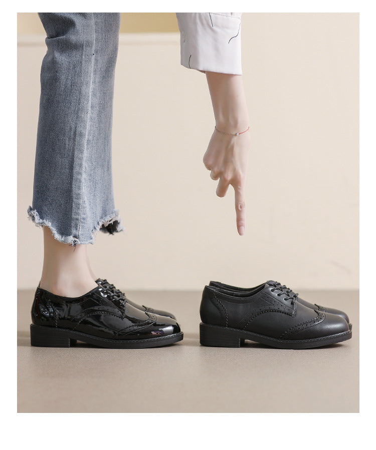 Chaussures Féminines en Cuir avec Lacets, Style Britannique