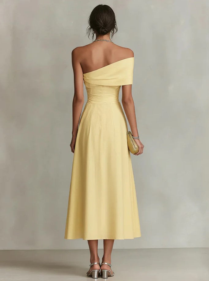 Robe Maxi Une Épaule Élégance Solaire