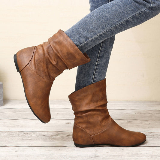 Bottines Plates en Cuir pour Femme, Polyvalentes et Élégantes