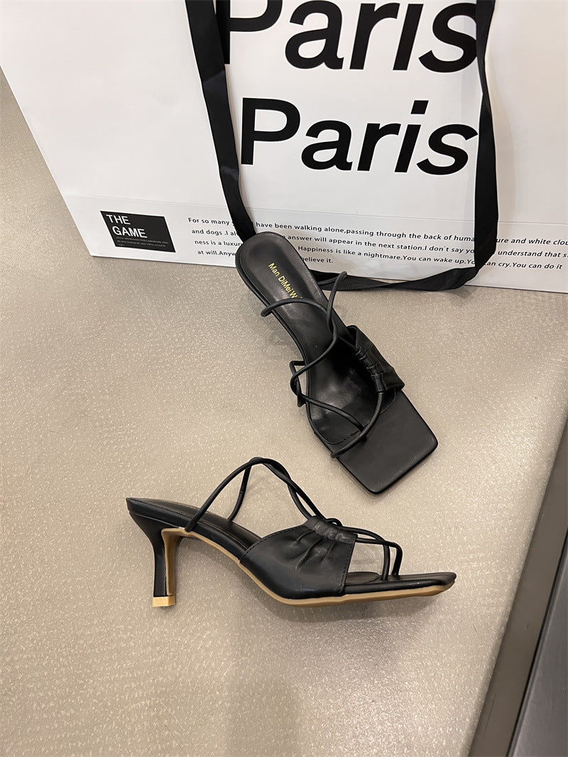 Sandales à Talons Aiguilles avec Bout Repliable