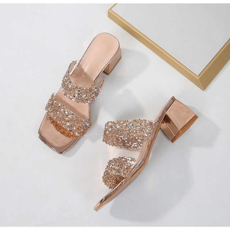 Chaussures élégantes à talons hauts et plateforme en strass