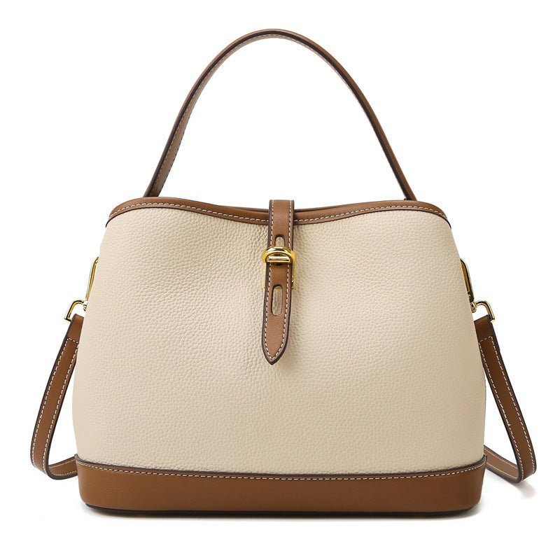 Sac Bandoulière Grand Format à Motif Litchi - Élégant