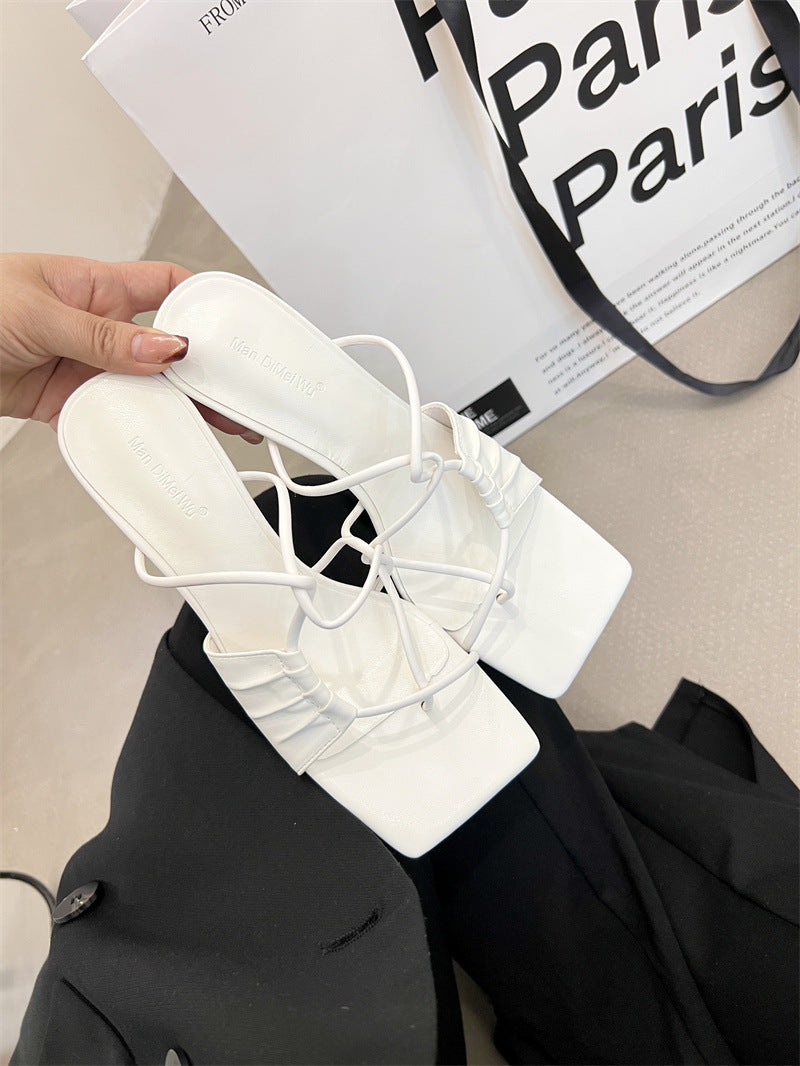 Sandales à Talons Aiguilles avec Bout Repliable