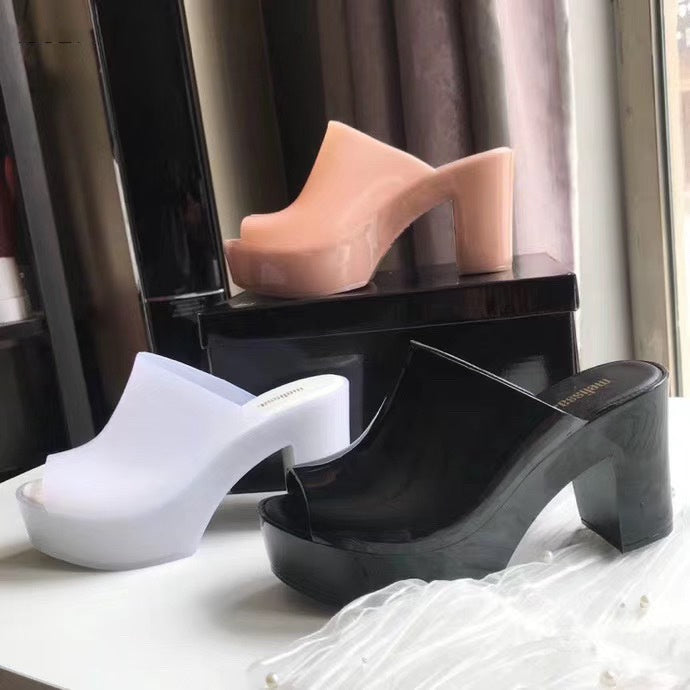 Mules à talons hauts en jelly doux