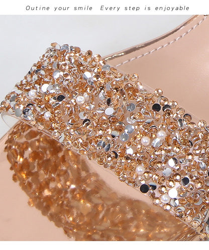 Chaussures élégantes à talons hauts et plateforme en strass