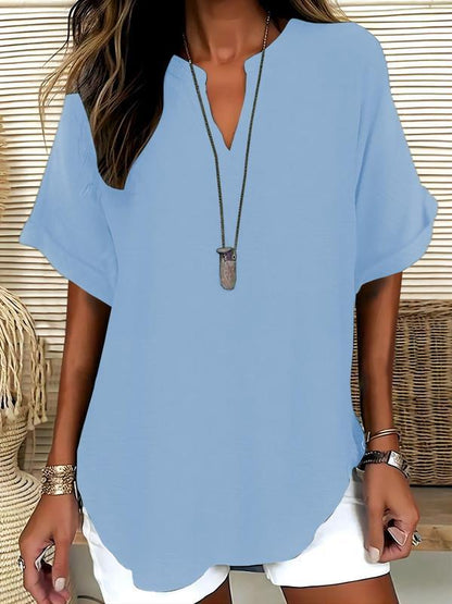 Blouse Élégante Col V & Coupe Fluide