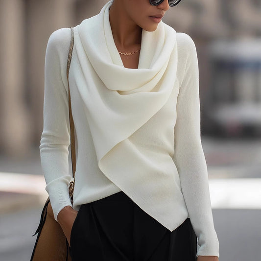 Pull en maille à col drapé