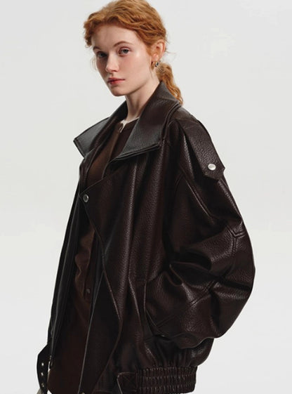 Veste en cuir  doublée en polaire