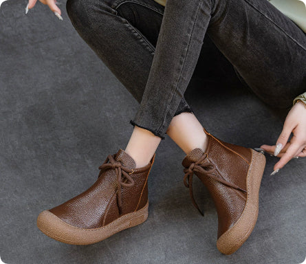 Bottines femme en cuir pleine fleur