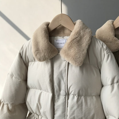 Doudoune courte en coton duveteux