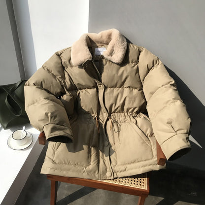 Doudoune courte en coton duveteux