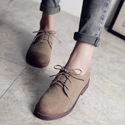 Chaussures en cuir rétro britanniques à talons plats