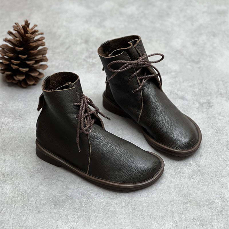 Bottines en cuir véritable – style britannique, look casual