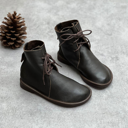 Bottines en cuir véritable – style britannique, look casual