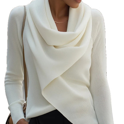 Pull en maille à col drapé