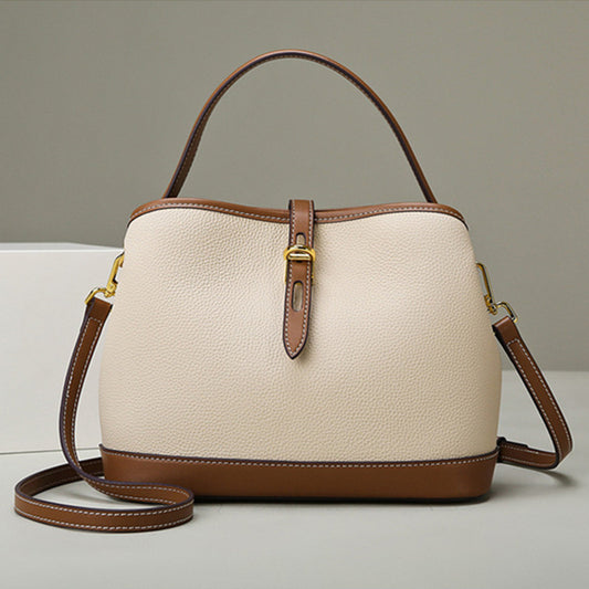 Sac Bandoulière Grand Format à Motif Litchi - Élégant