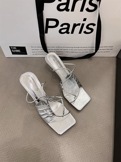 Sandales à Talons Aiguilles avec Bout Repliable