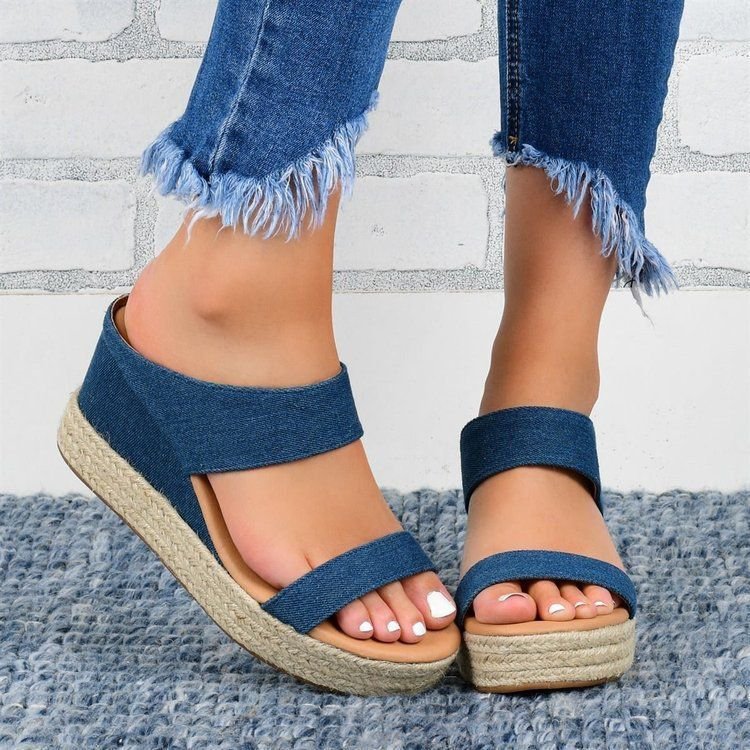 Sandales compensées en corde de chanvre