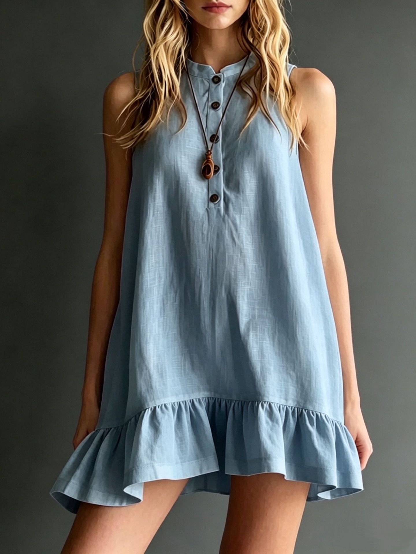 Robe Sans Manches à Volants Élégance Naturelle