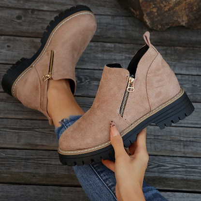 Bottines Femme en Suédine à Zip Latéral