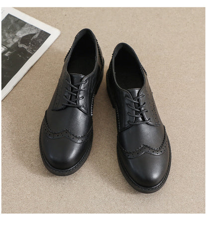 Chaussures  Féminines en Cuir avec Lacets, Style Britannique