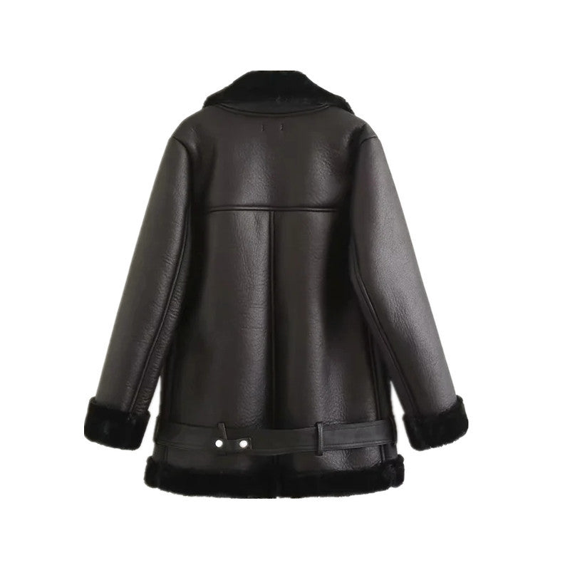 Veste mi-longue en cuir - Élégance