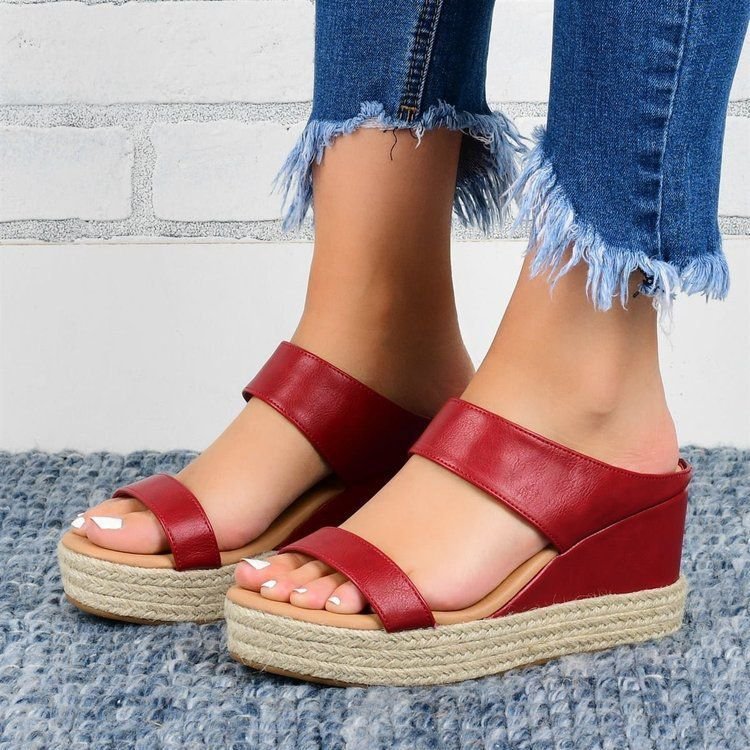 Sandales compensées en corde de chanvre