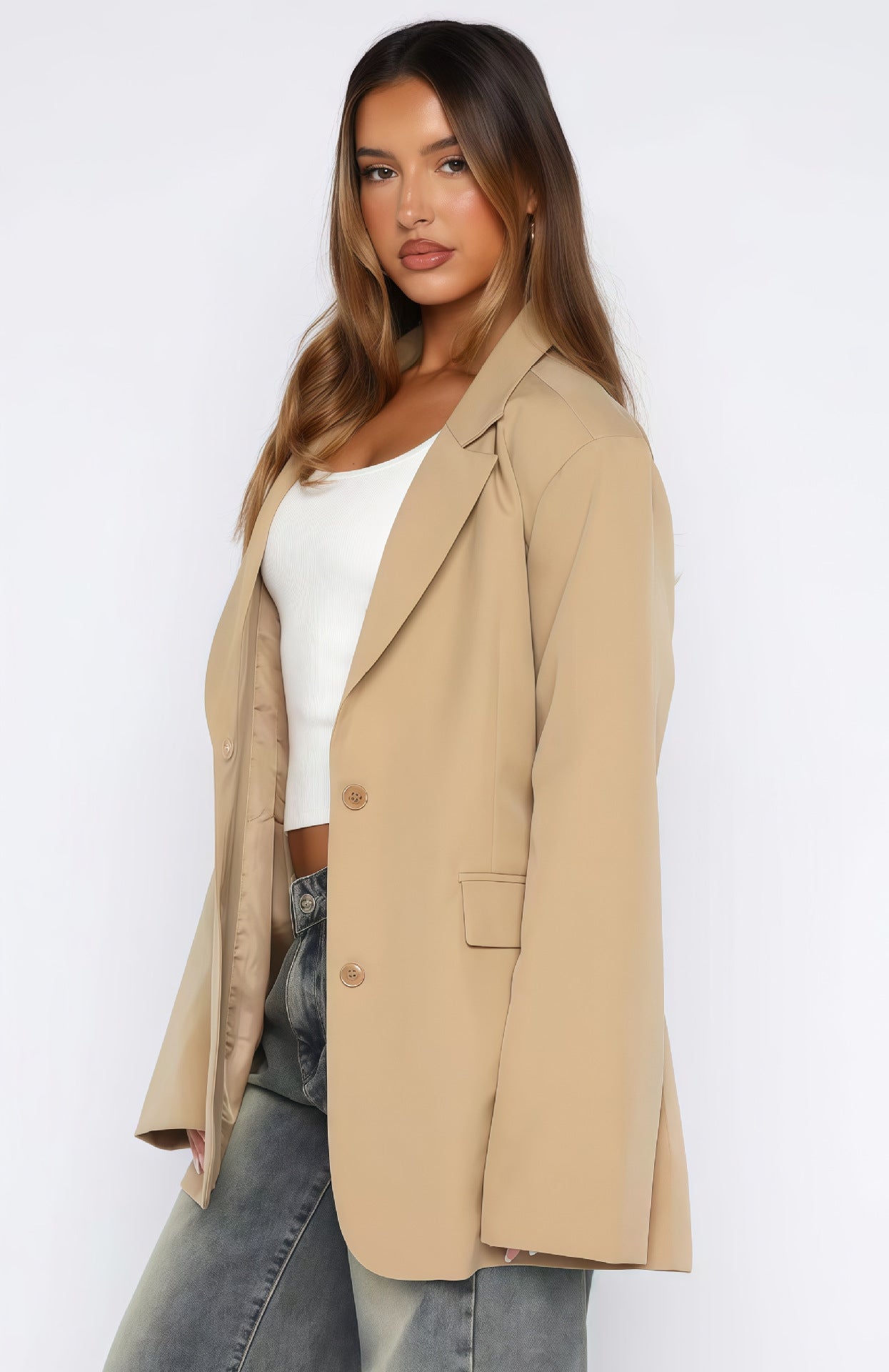 Manteau Uni à Boutons, Chic & Décontracté