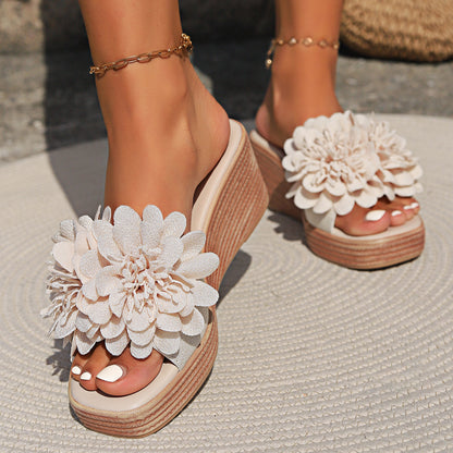 Sandales Compensées à Motif Floral
