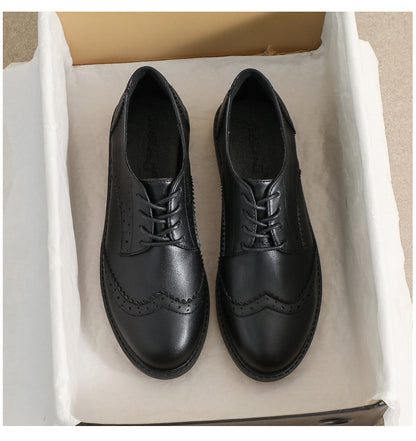 Chaussures  Féminines en Cuir avec Lacets, Style Britannique