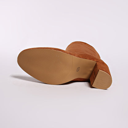 Bottes Hautes en Daim à Talons – Femme