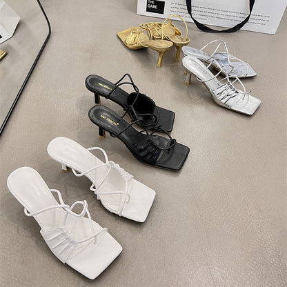 Sandales à Talons Aiguilles avec Bout Repliable