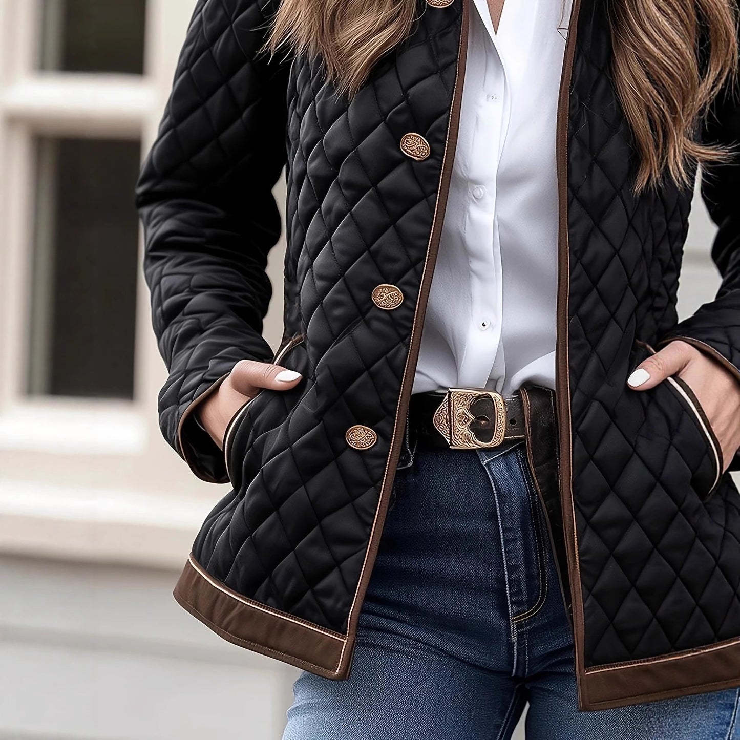 Veste Courte à Carreaux – Élégance