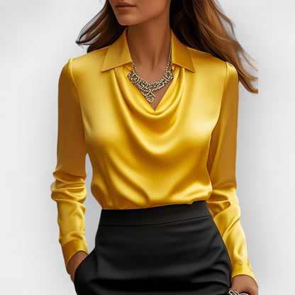 Pull en Satin Élégant à Col Drapé