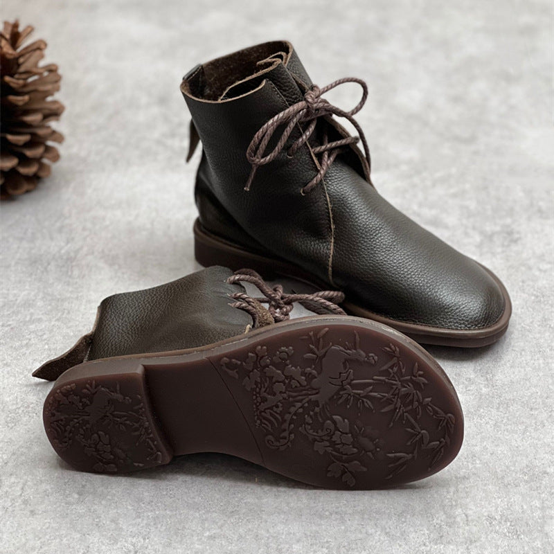 Bottines en cuir véritable – style britannique, look casual