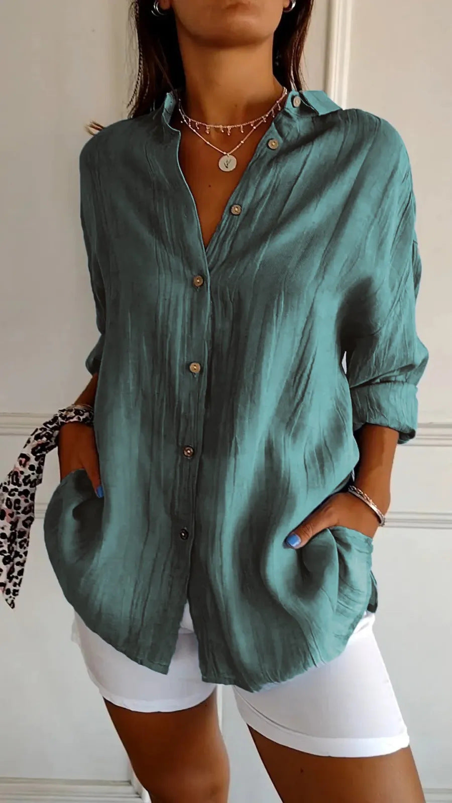 Chemise plissée à simple boutonnage
