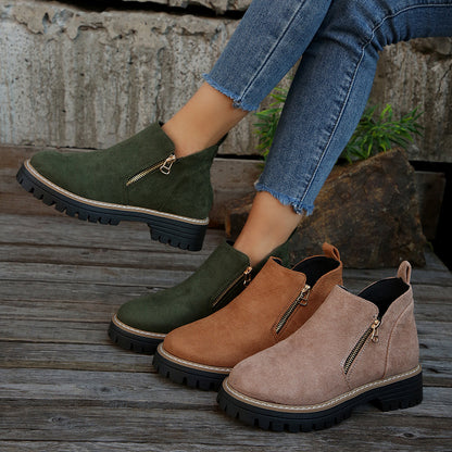 Bottines Femme en Suédine à Zip Latéral