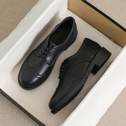 Chaussures  Féminines en Cuir avec Lacets, Style Britannique